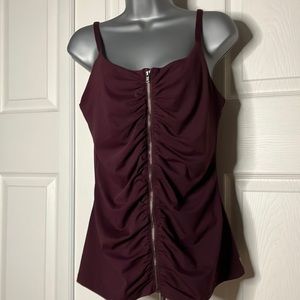 Fabletics ruched cami with zipper closure. Dk burgundySee measurements for size.